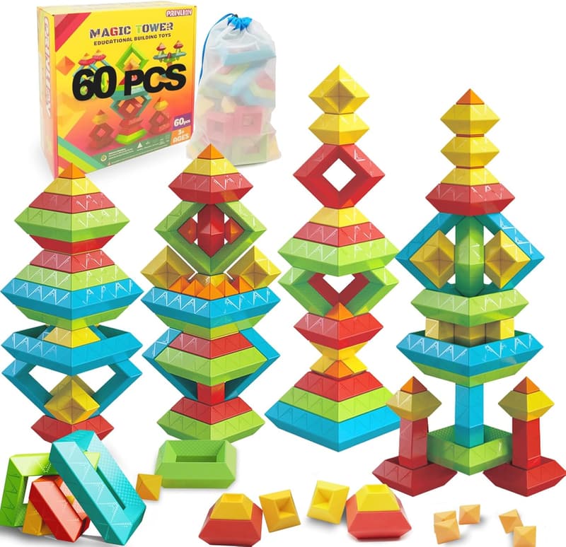 Montessori Stacking Building Blocks Set for Toddlers 2-4