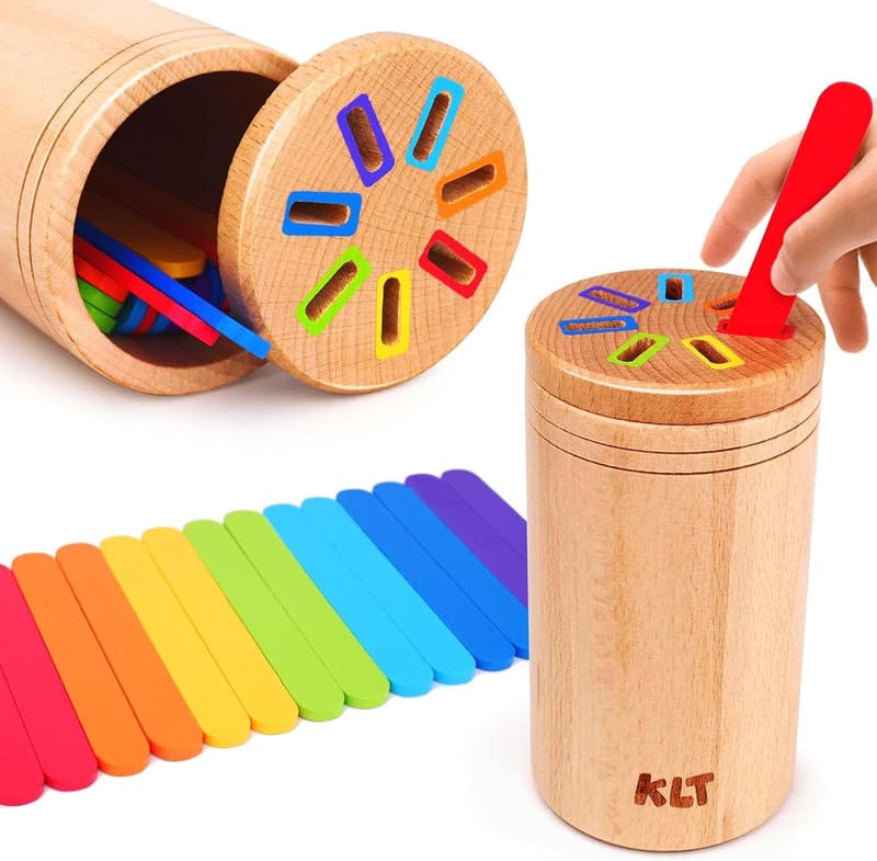 Wooden Color Sorting Toys for Toddlers 1-3 Years - Educational Fine Motor Games