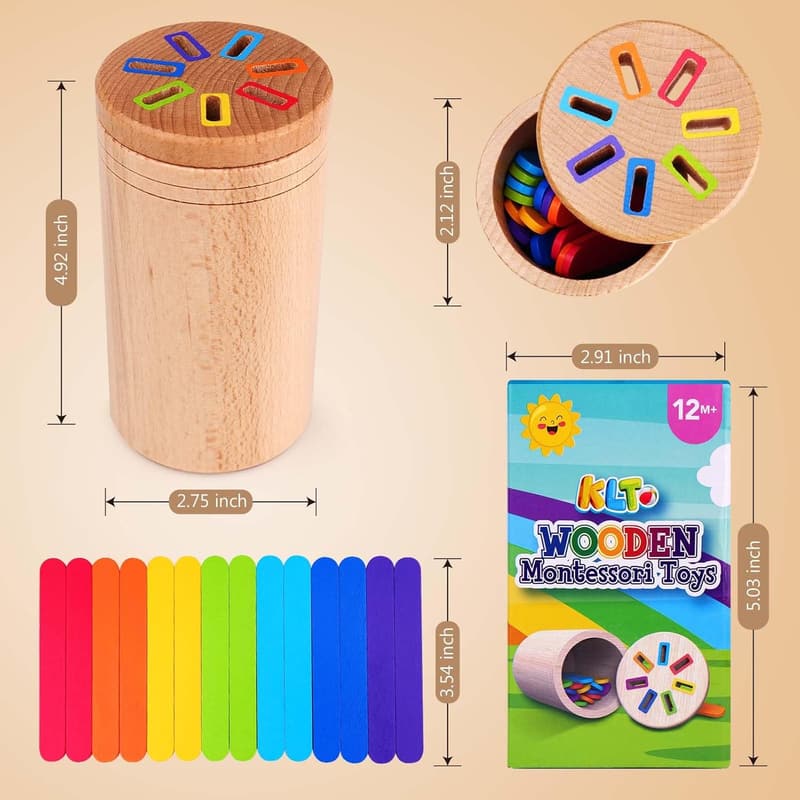 Wooden Color Sorting Toys for Toddlers 1-3 Years - Educational Fine Motor Games