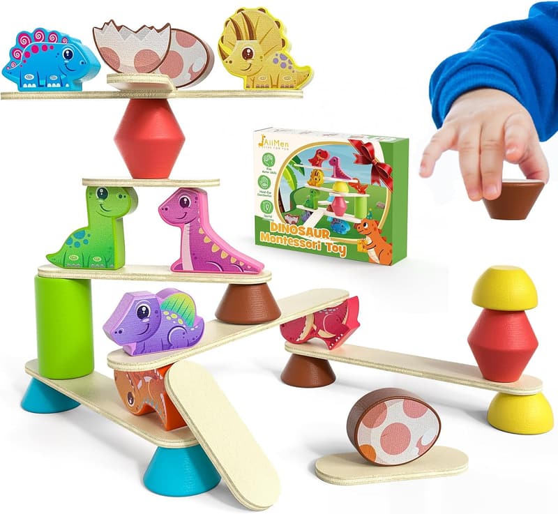 Montessori Wooden Dinosaur Sorting Toys for Toddlers 2-4