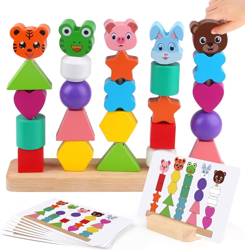 Wooden Animal Sequencing Toys Set for Toddlers 2-4 Years