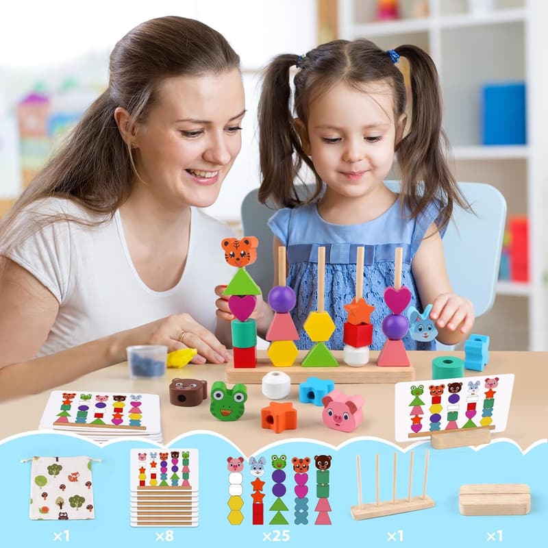 Wooden Animal Sequencing Toys Set for Toddlers 2-4 Years