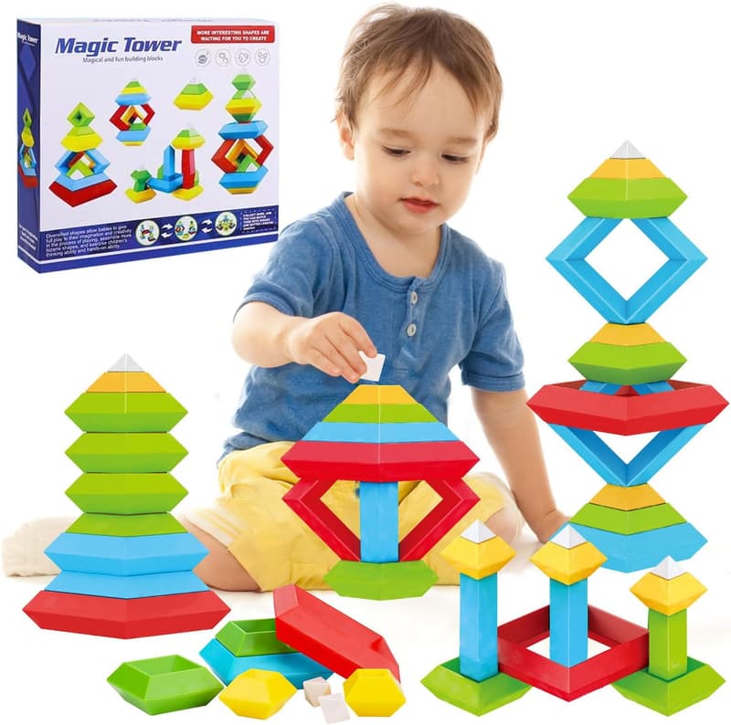 Montessori Sensory Stacking Blocks - 30 Pcs Educational Toys