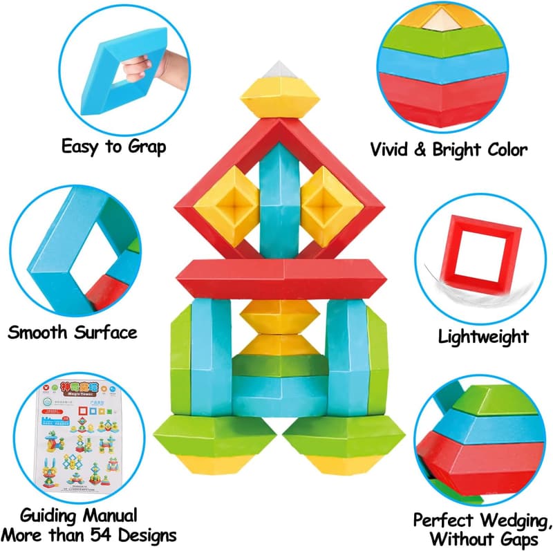 Montessori Sensory Stacking Blocks - 30 Pcs Educational Toys