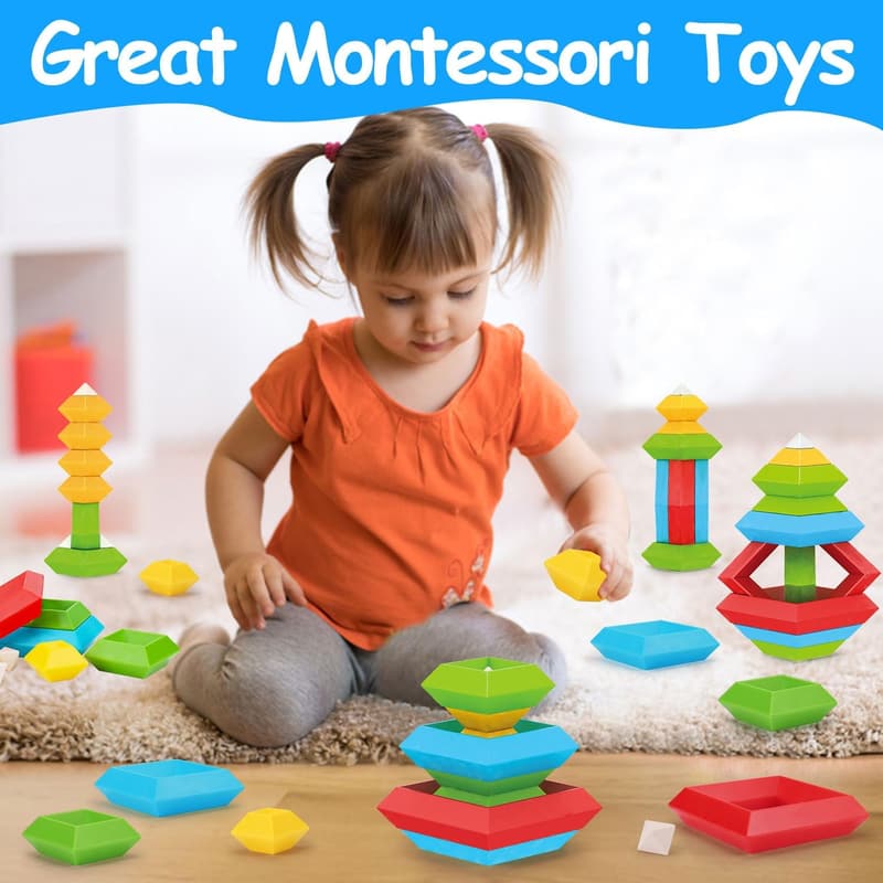 Montessori Sensory Stacking Blocks - 30 Pcs Educational Toys