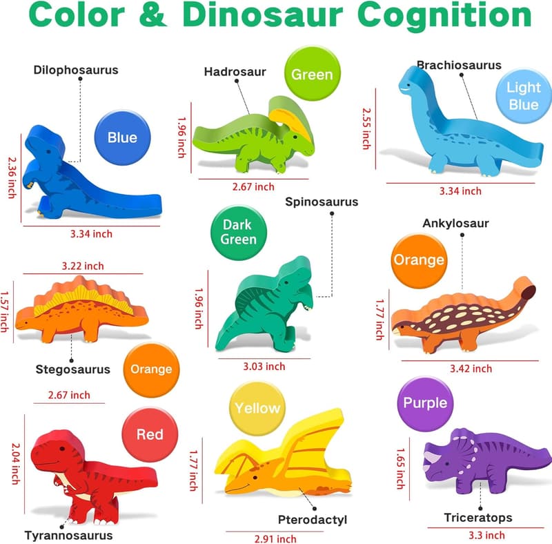 Montessori Wooden Dinosaur Stacking Toys for Toddlers
