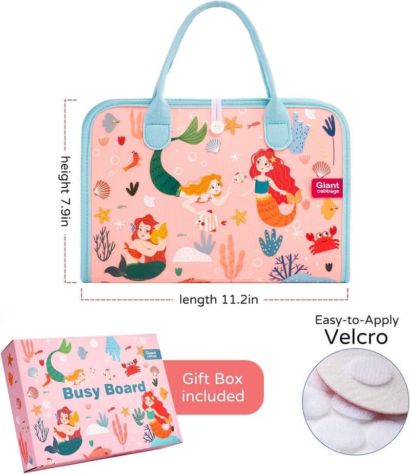 Montessori Mermaid Busy Board for Toddlers 2-4 Years