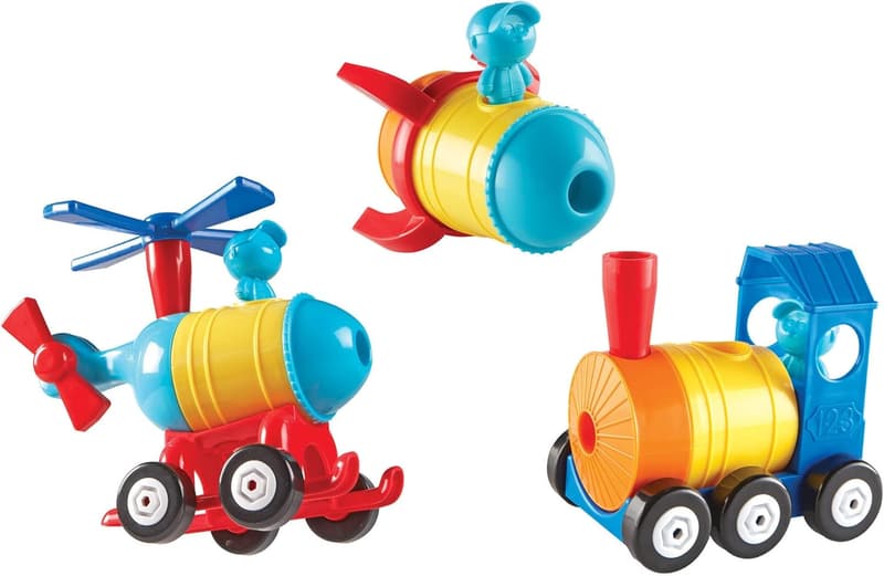 Multicolor Building Toy Set for Toddlers - Rocket, Train, Helicopter