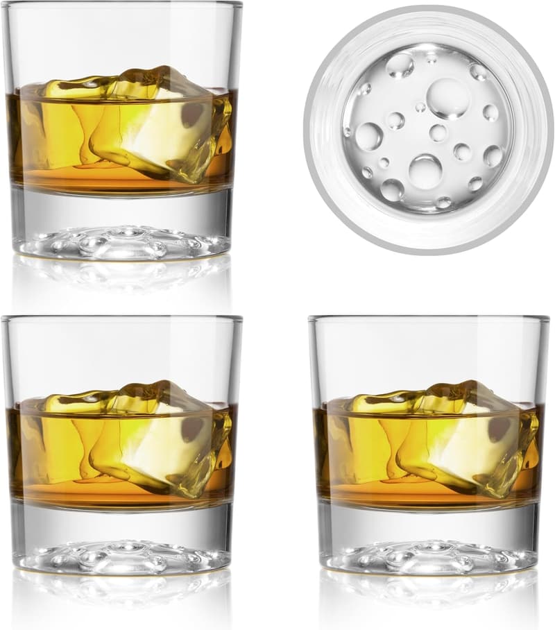 Whiskey Glasses Set of 4 with Transparent Bottom - Gift for Astronomy Fans