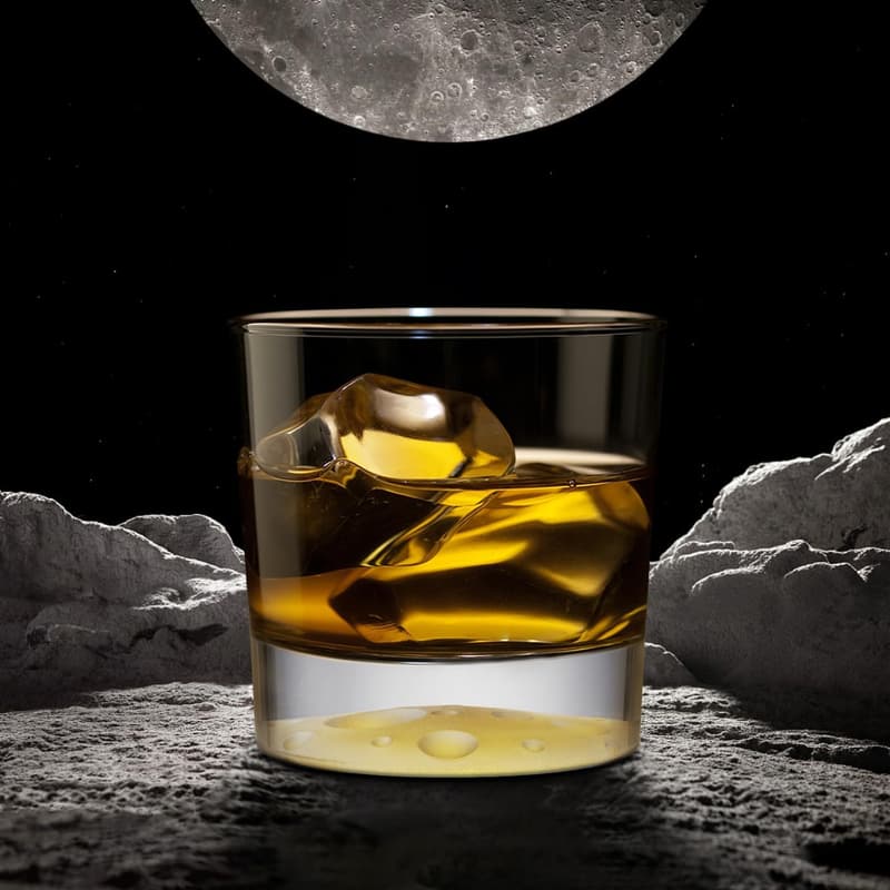 Whiskey Glasses Set of 4 with Transparent Bottom - Gift for Astronomy Fans