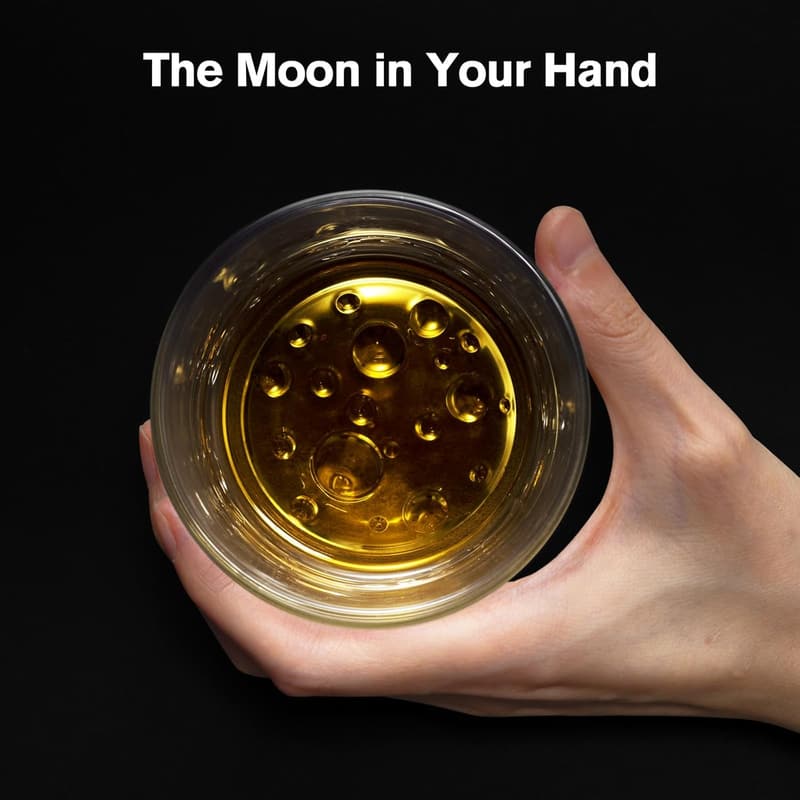 Whiskey Glasses Set of 4 with Transparent Bottom - Gift for Astronomy Fans