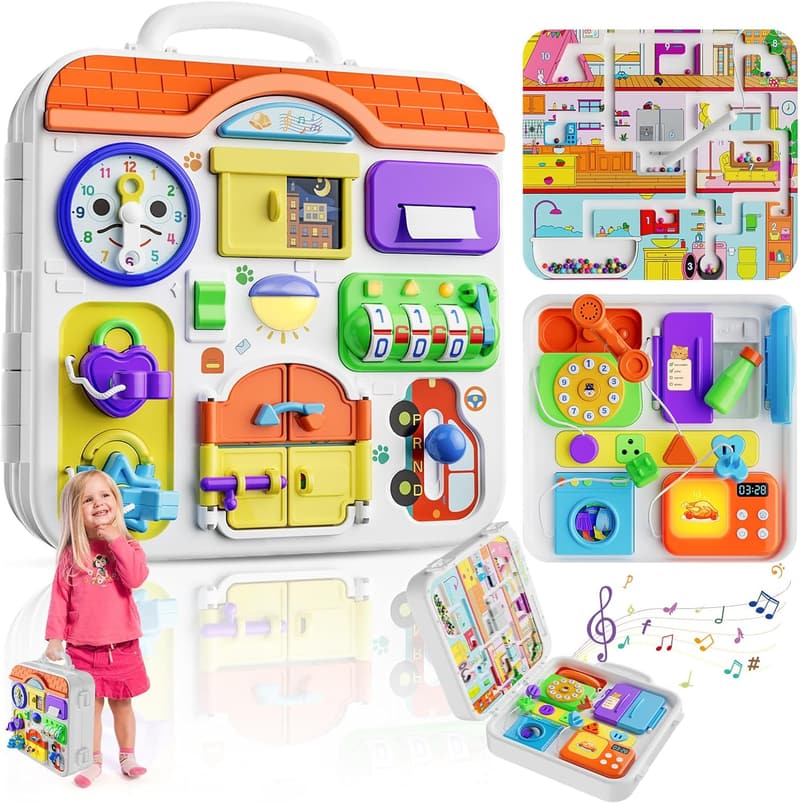 Musical Busy Board - Educational 15-in-1 Toddler Toy for Ages 1-2