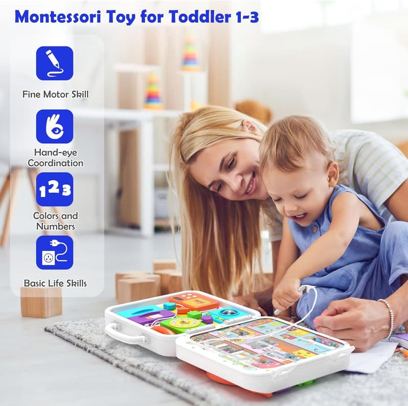Musical Busy Board - Educational 15-in-1 Toddler Toy for Ages 1-2