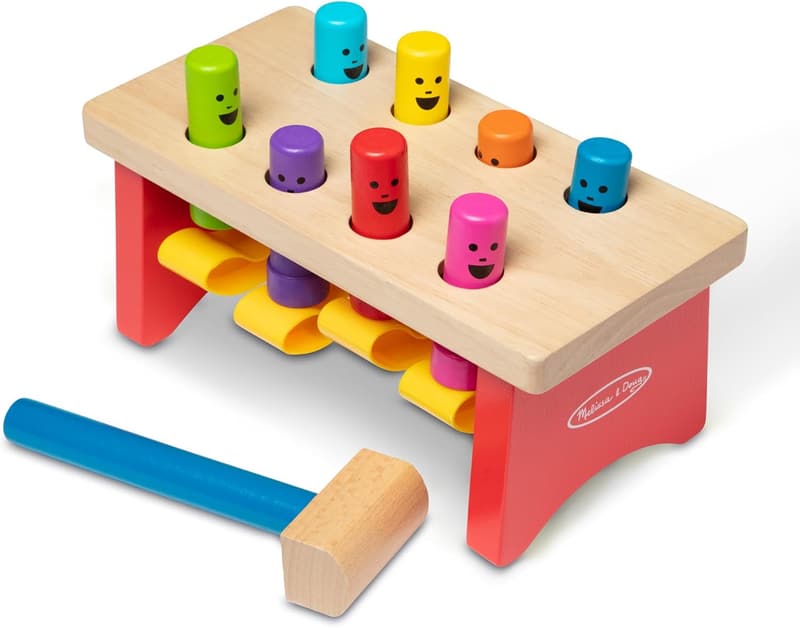Wooden Preschool Pounding Bench Learning Toy with Mallet