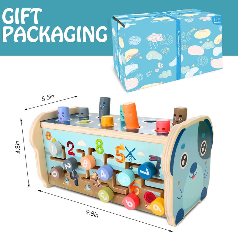 Montessori Hammering Toy with Pounding Bench for Toddlers