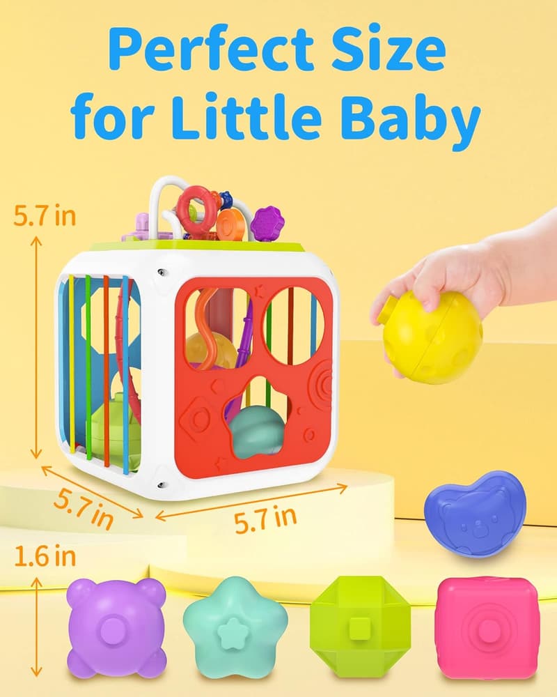 Sensory Activity Cube for 1 Year Olds, Montessori Learning Toy