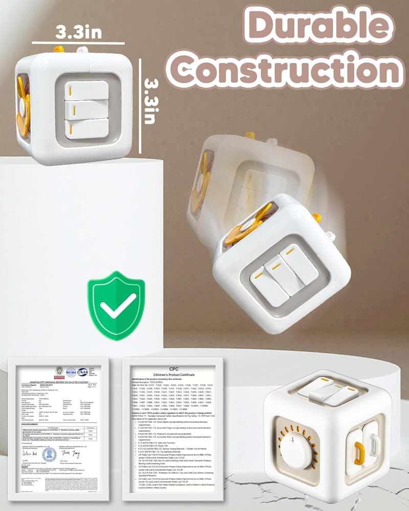 Montessori Busy Cube for 1-Year-Olds - 6-in-1 Educational Toy