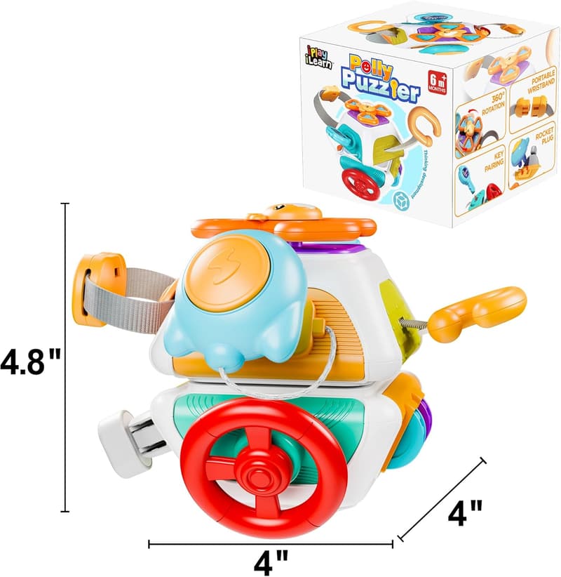 Montessori Sensory Busy Board Cube for Toddlers 1-3