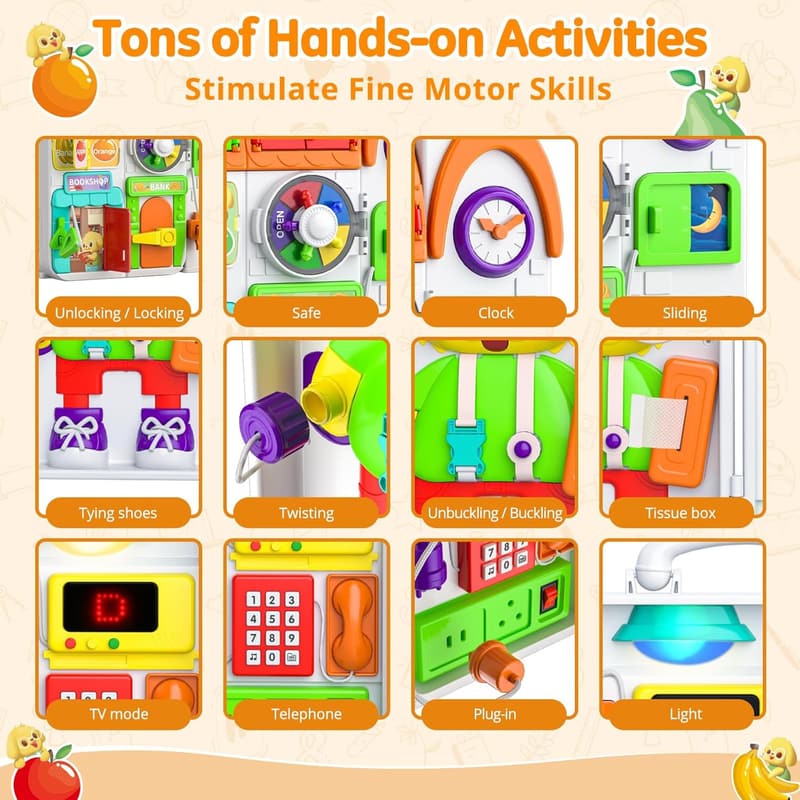 Montessori Busy Board for 1-2 Year Olds - Educational Toy