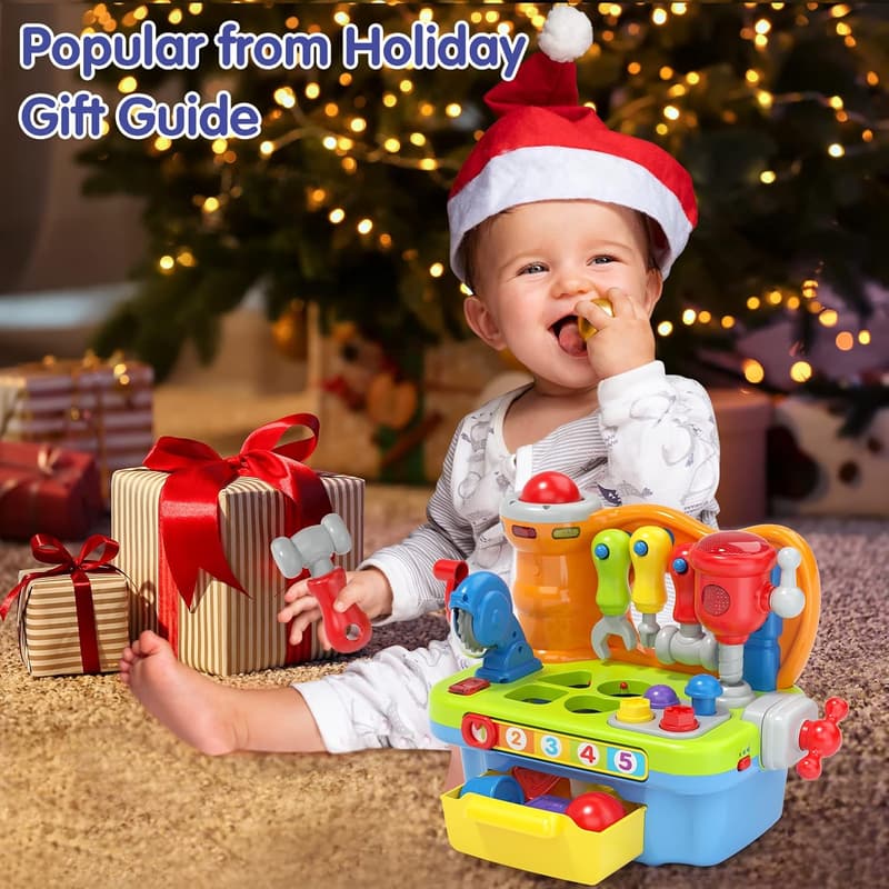 1st Birthday Music Workbench Toy for Boys, Educational 9-in-1