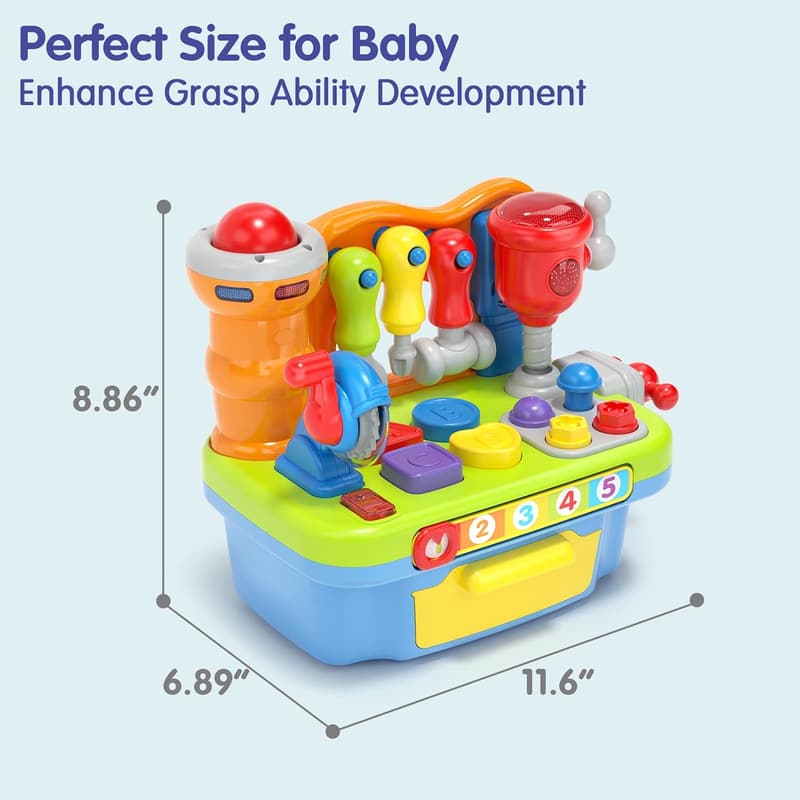 1st Birthday Music Workbench Toy for Boys, Educational 9-in-1