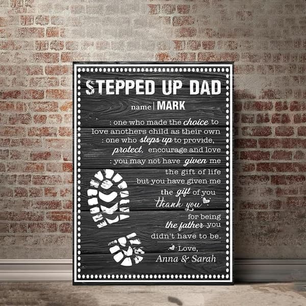 Happy Father's Day Personalized Canvas Poster for Step Dad
