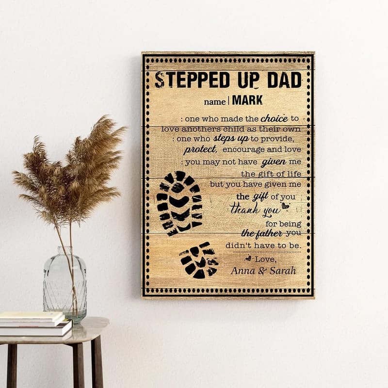 Happy Father's Day Personalized Canvas Poster for Step Dad