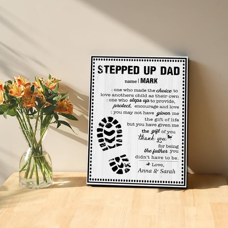 Happy Father's Day Personalized Canvas Poster for Step Dad