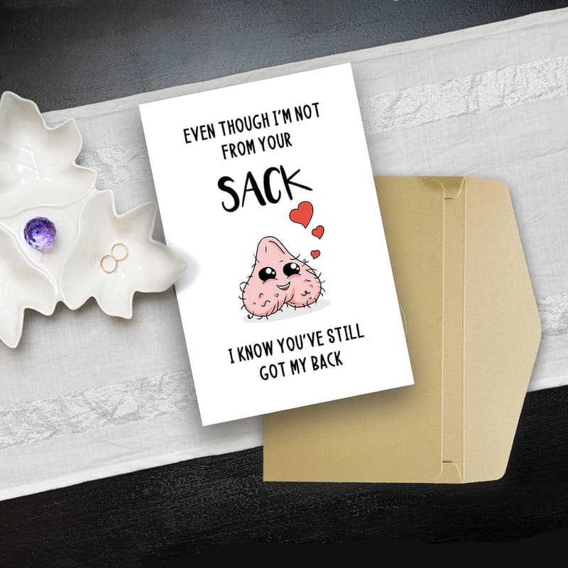 Funny Bonus Dad Card - Rude Father's Day Greeting for Stepfathers