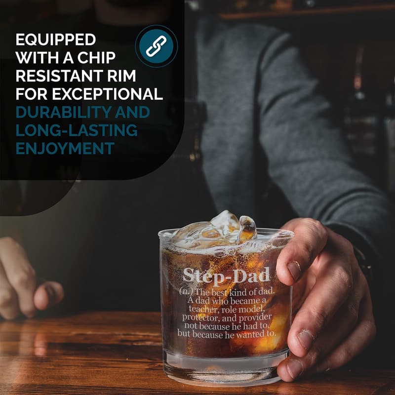 Engraved Whiskey Glass Gift for Stepdad - 11 oz.