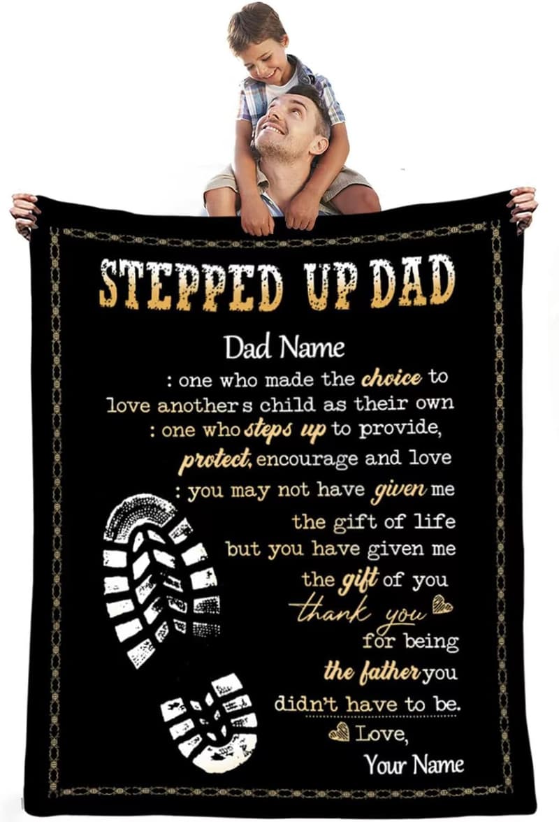 Father's Day Personalized Flannel Blanket for Stepdad