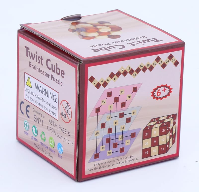 Wooden Twist Cube IQ Puzzle - Engaging Brain Teaser for All Ages