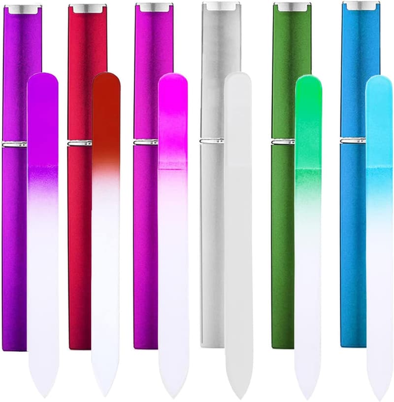 Glass Nail File Set with Case – 6 Professional Files for Women