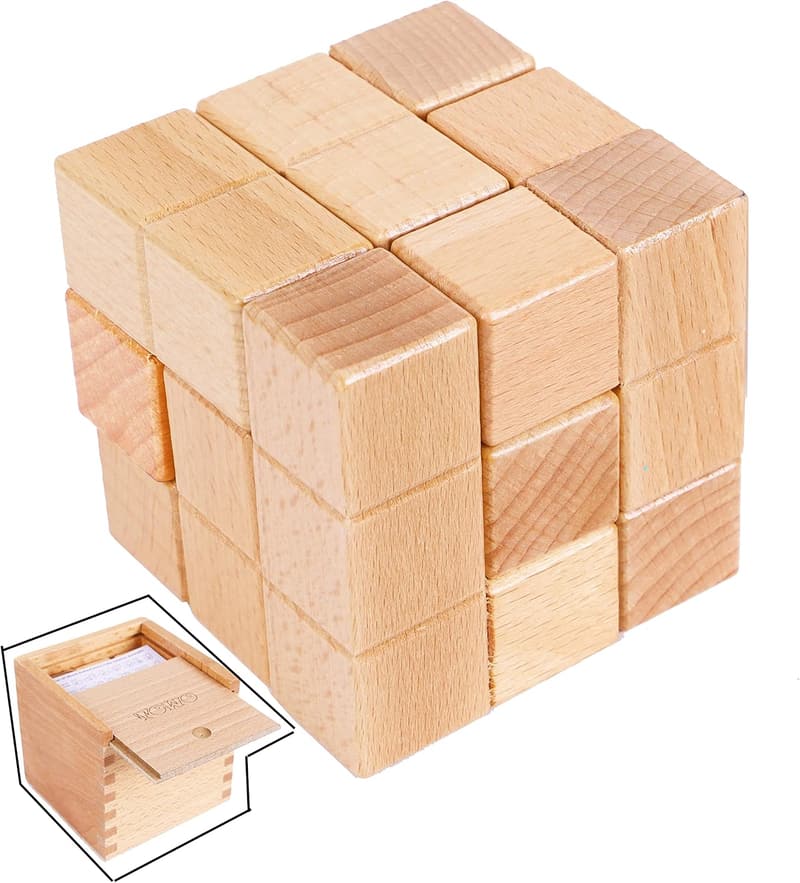 Large Wooden Soma Cube Puzzle - Brain Teaser for Kids & Adults