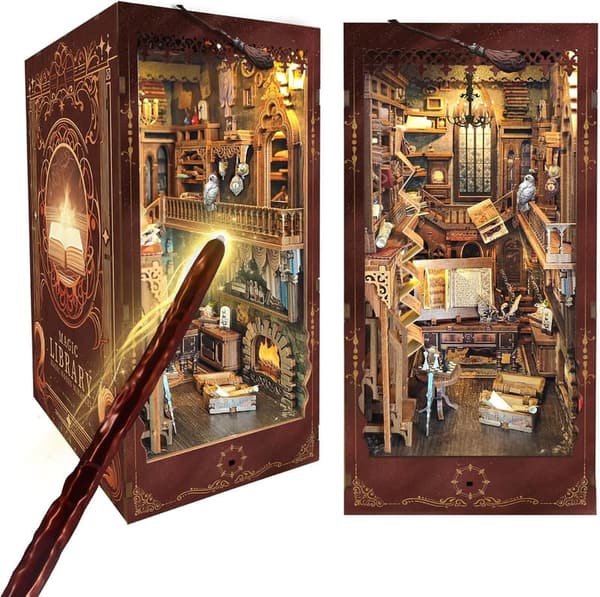 DIY Book Nook Kit with Remote Wand - Magic Library Decor