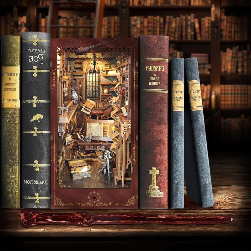 DIY Book Nook Kit with Remote Wand - Magic Library Decor