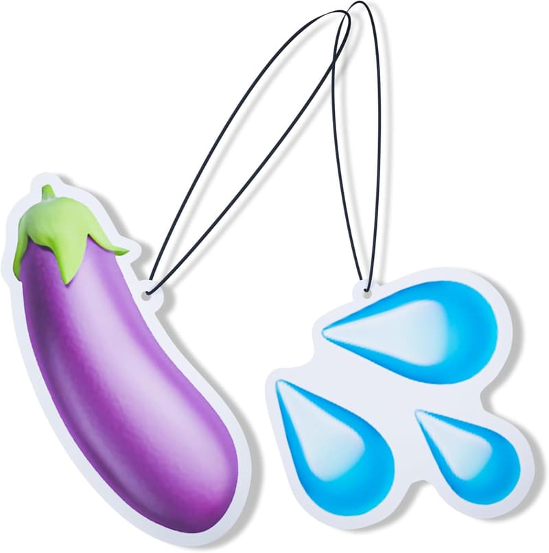 Funny Eggplant & Water Emoji Air Freshener - Novelty Gift