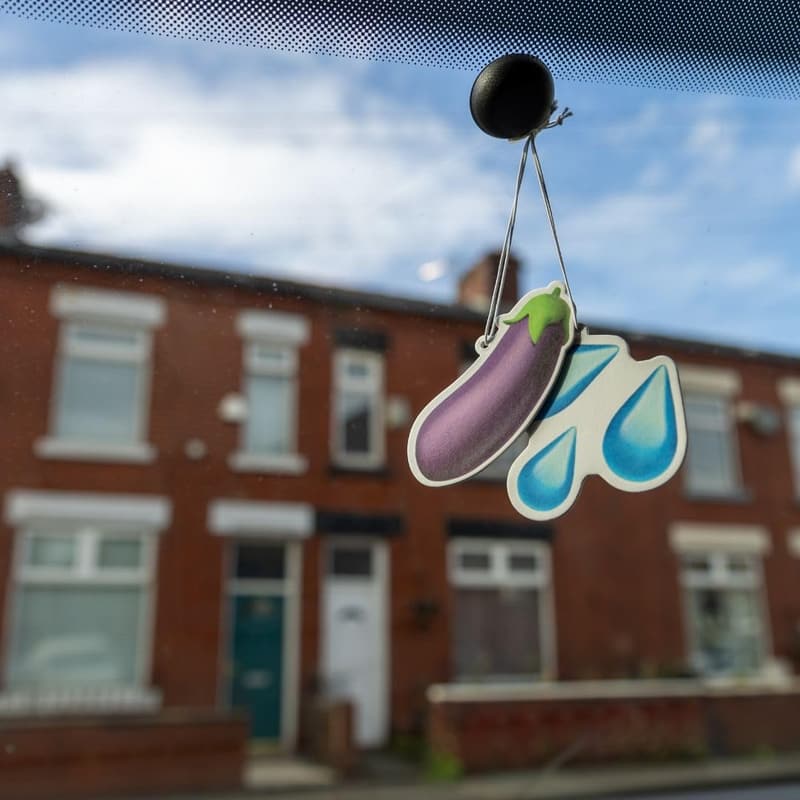 Funny Eggplant & Water Emoji Air Freshener - Novelty Gift