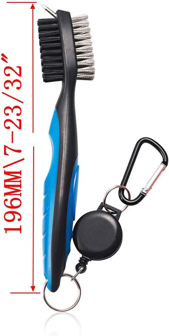 Golf Club Brush Cleaner Set with Retractable Zip-line and Carabiner