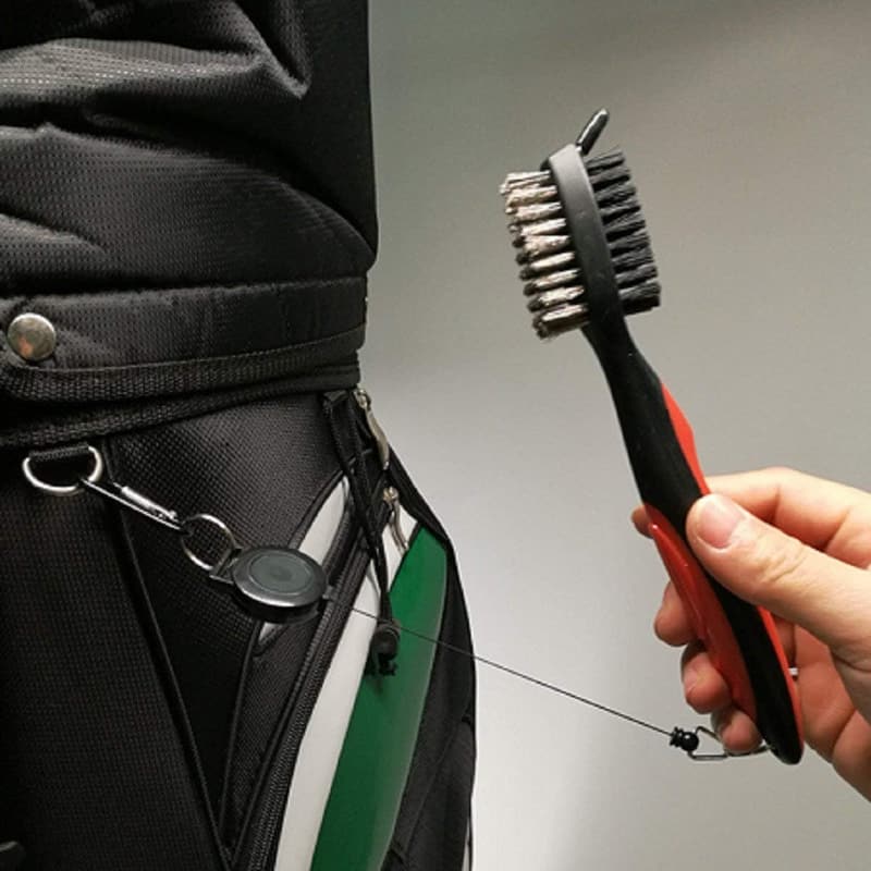 Golf Club Brush Cleaner Set with Retractable Zip-line and Carabiner