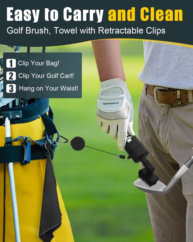 Golf Accessories Gift Set: Golf Club Cleaner Brush & Towel