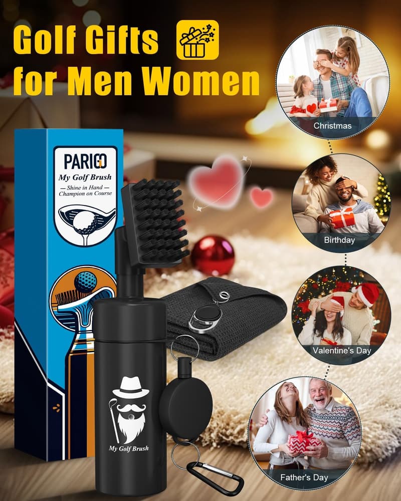 Golf Accessories Gift Set: Golf Club Cleaner Brush & Towel