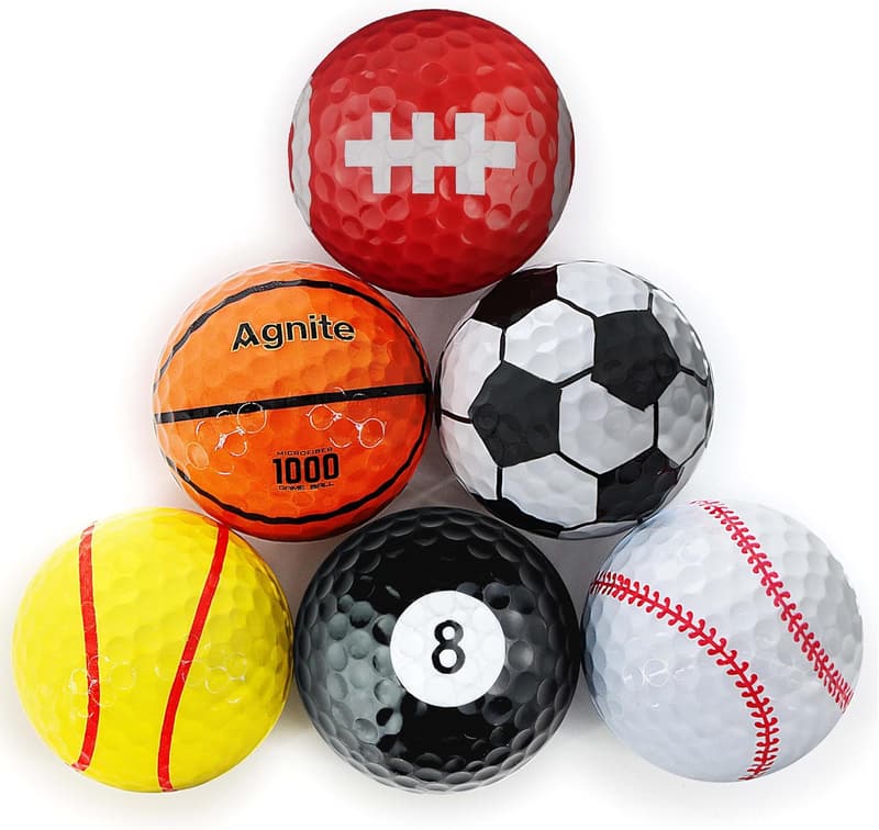 Funny Colored Golf Balls - 6 Pack Novelty Gifts for Golfers