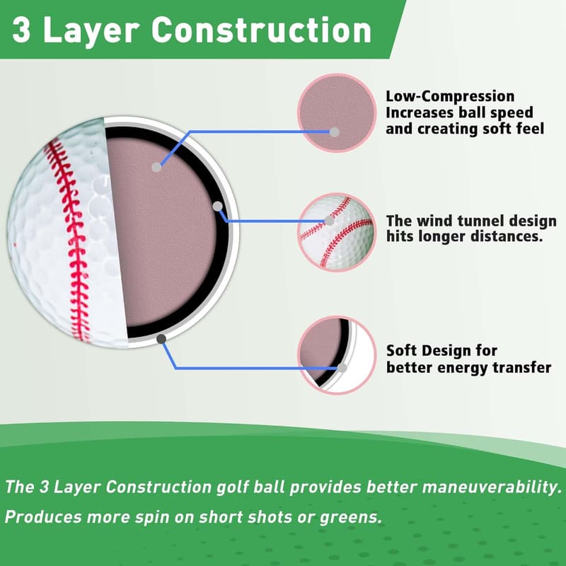 Funny Colored Golf Balls - 6 Pack Novelty Gifts for Golfers