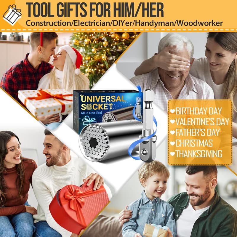 Universal Socket Tool Set - Power Drill Adapter - Perfect Gift for Dad