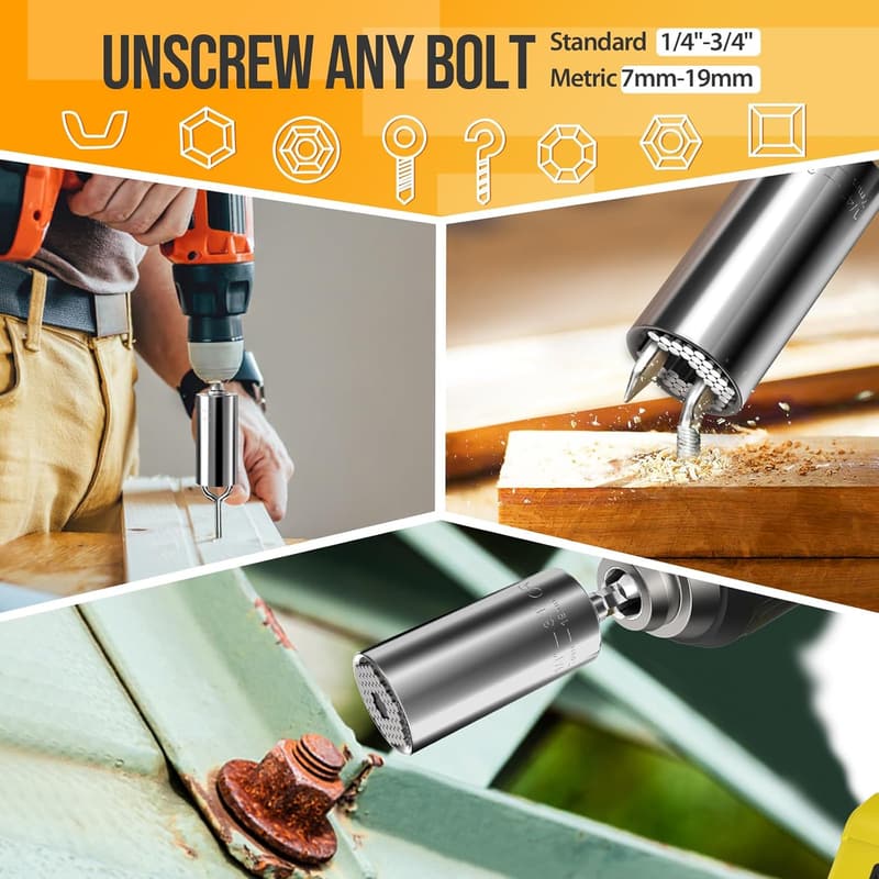 Universal Socket Tool Set - Power Drill Adapter - Perfect Gift for Dad
