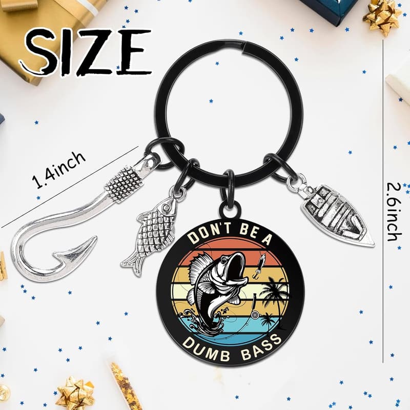 Funny Fish Keychain for Men - Cool Fisherman Gift