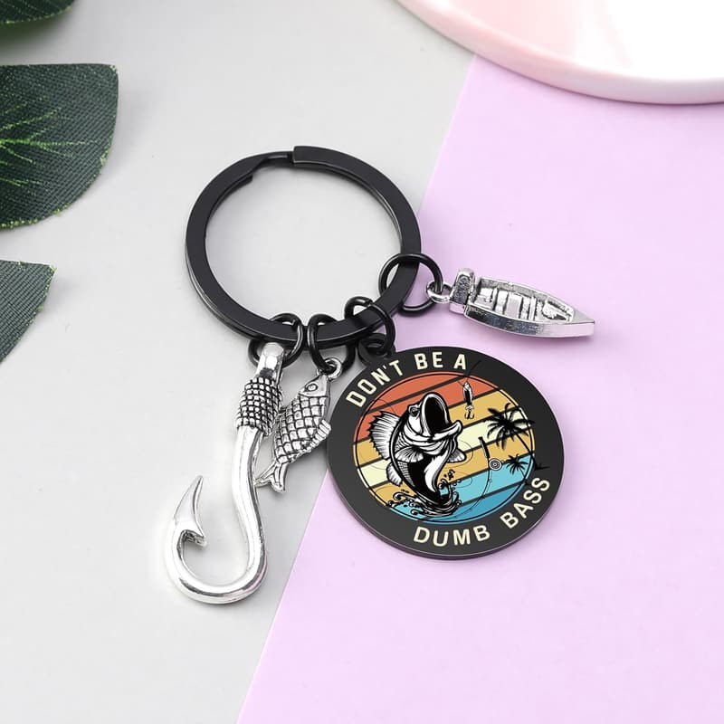 Funny Fish Keychain for Men - Cool Fisherman Gift