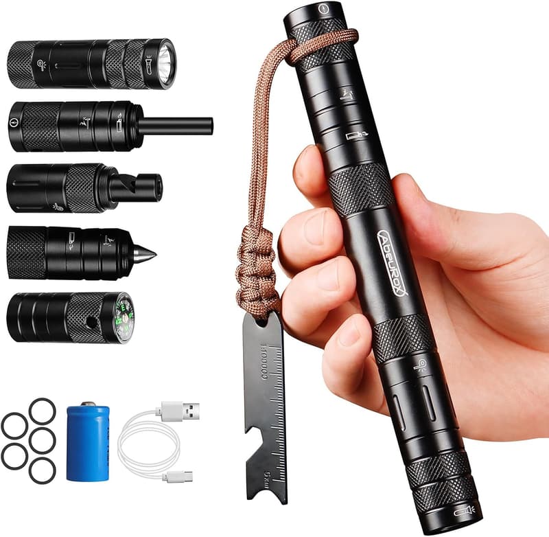 9-in-1 Camping Survival Kit with Multitool and Flashlight
