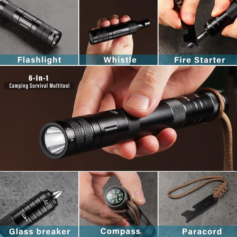 9-in-1 Camping Survival Kit with Multitool and Flashlight